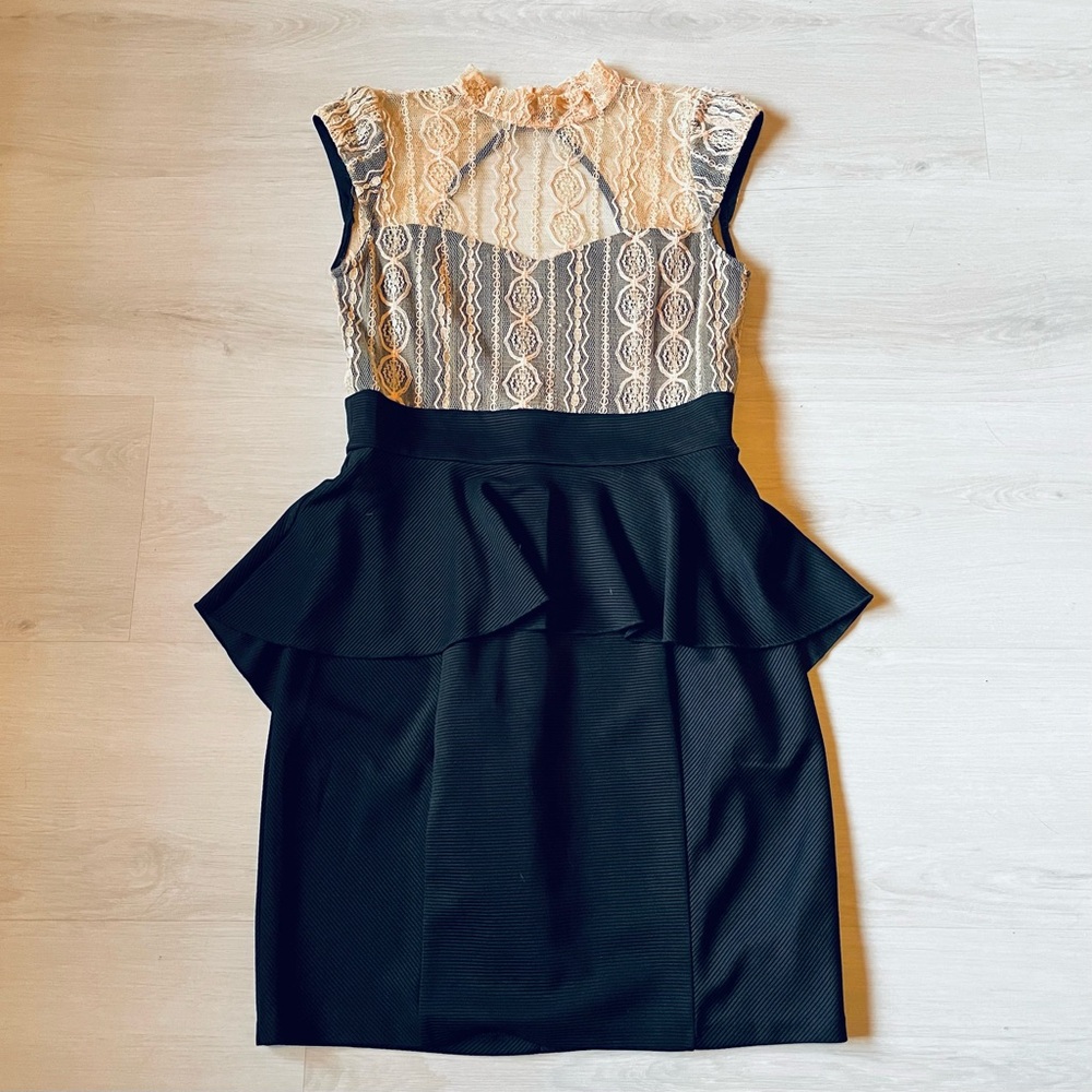Ark & Co. Women's Lace Bodice Peplum Style Sweetheart Knee Length Dress Size L